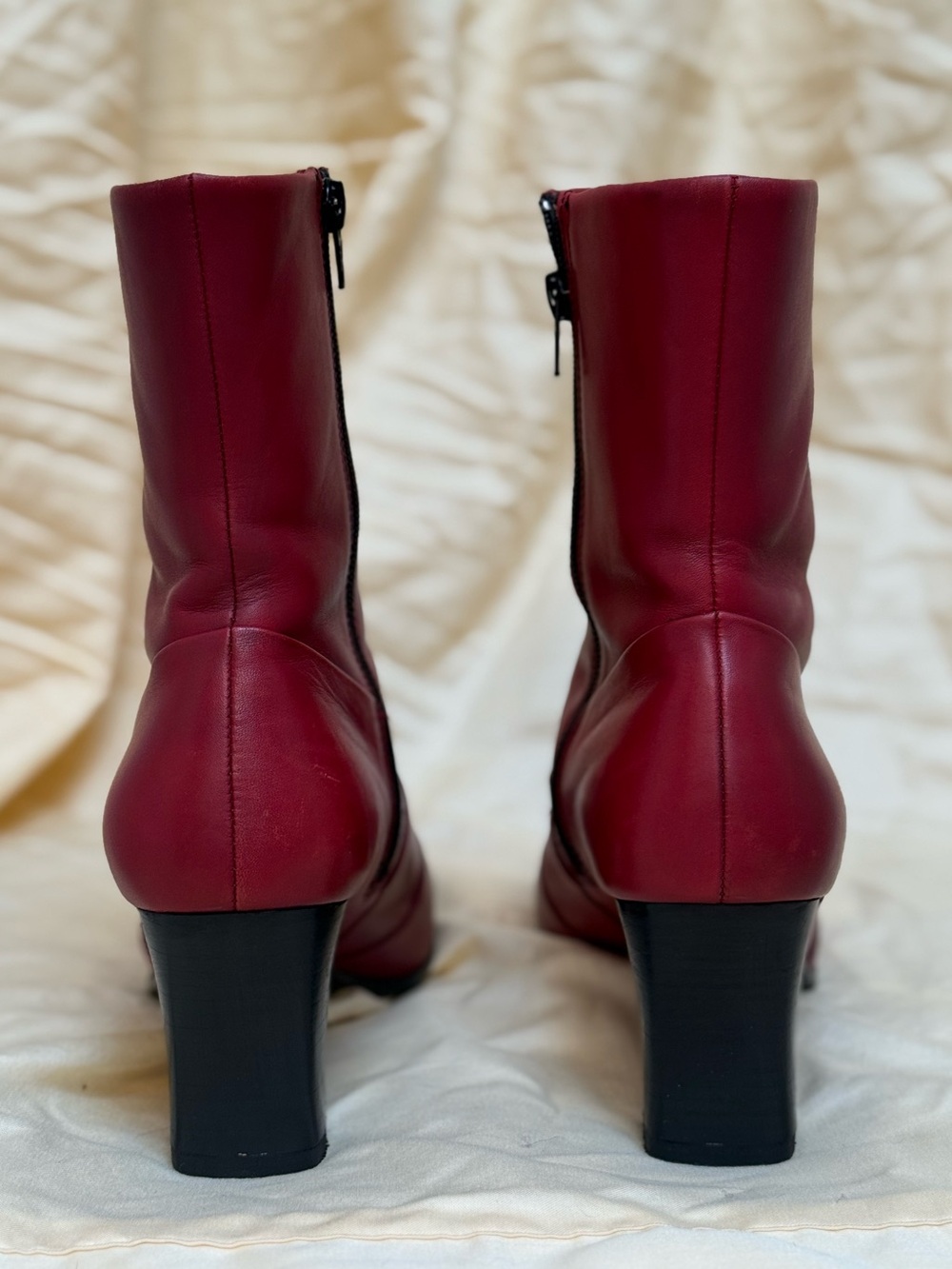 Liz Claiborne Women's Red Leather Mid-Calf Boots. Reheeled & reconditioned! - Picture 9 of 14